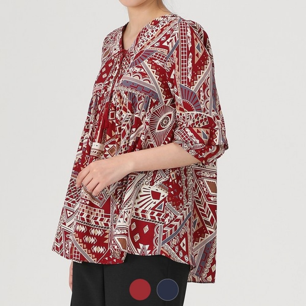 (アナルドバシニ) (アナルドバシニ) エスニックプリント 3/4 ブラウス (AV07BL06M)