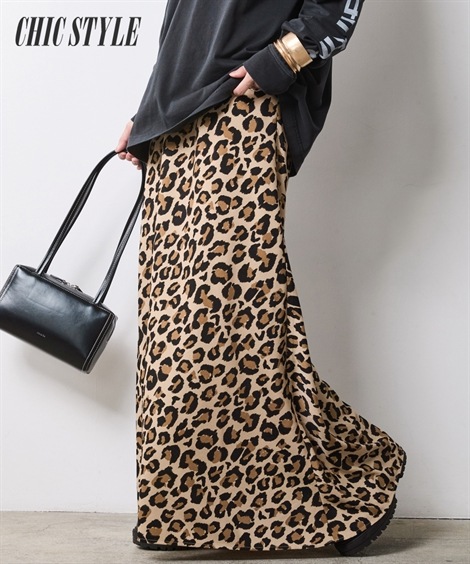 ロングスカート レオパード柄ナローマキシスカート 大きいサイズ有 シックスタイル