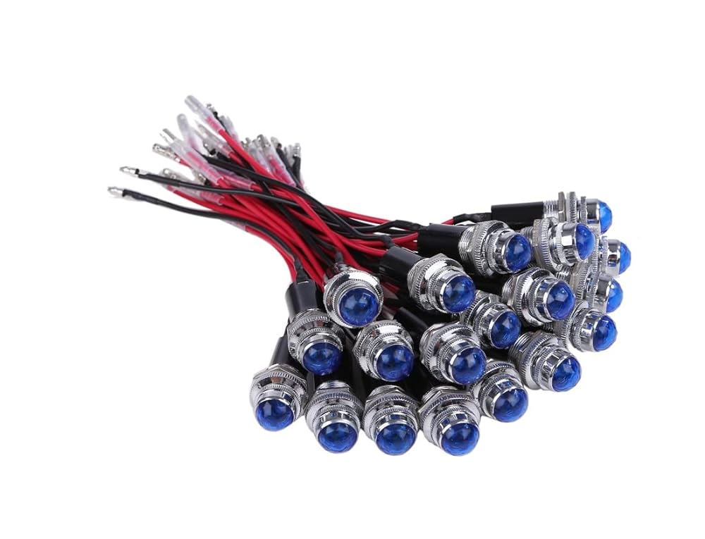 24V LED パイロット ランプ ダイヤカット 20個セット ブルー 16 16φ インジケーター ライト シグナル インジケータ カスタム パーツ 汎用品