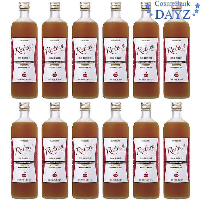 リティーン 900mL 12点セット りんご味 5倍希釈黒酢希釈用飲料iwatani 岩谷産業【軽減税率対象商品８％】
