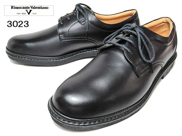 リナシャンテ バレンチノ 3023 ブラック ビジネスシューズ プレーントゥ メンズ