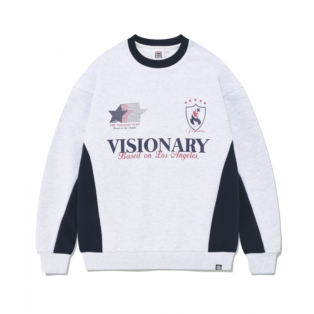 VISION StreetWEAR VSW フットボール クルーネック ライトグレー