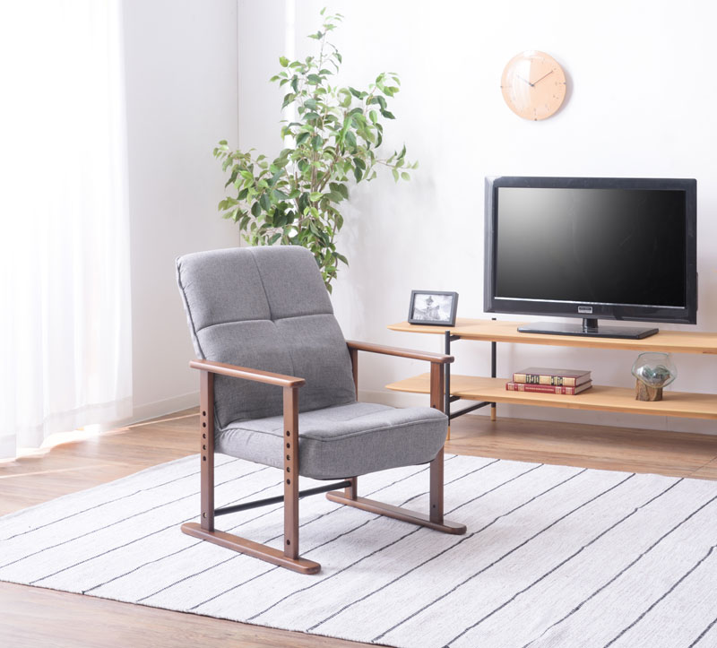 東谷 LSS-34GY 高座椅子(幅56×奥行56.5～74.5×高さ67.5～85cm・グレー)Sサイズ LSS34GY