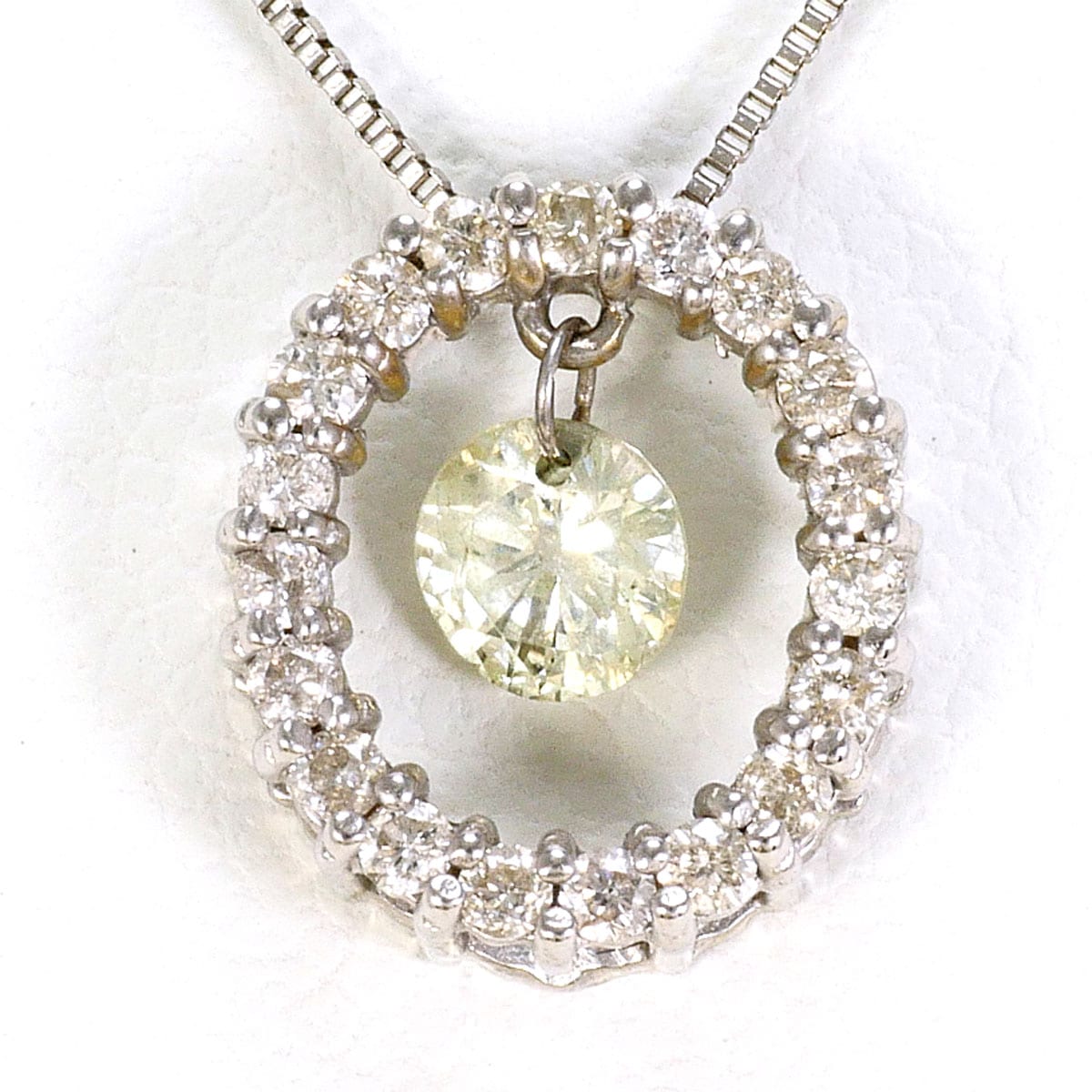 K18 18金 WG ホワイトゴールド ネックレス ダイヤモンド 0.35ct 総重量約1.6g 約42cm 中古