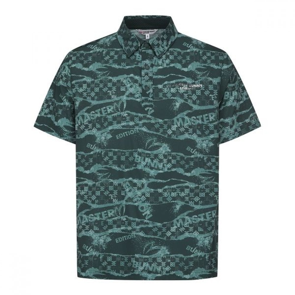 [マスターバニー] メンズペーパーコラージュ半袖襟付きTシャツ