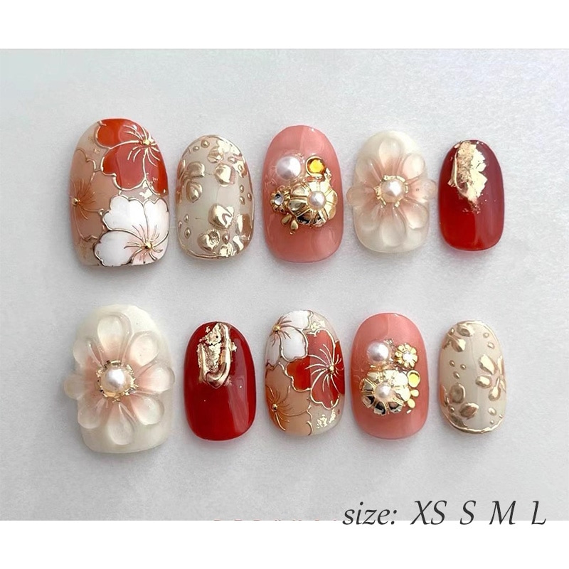 ネイルチップ 手作りネイルチップ 和風ネイルチップ 桜 菊 波 金継ぎ 蒔絵 京都 オーダーメイドネイル ハンドペイントネイル 【手作りネイル】オーダーメイド手作り ジェルネイル ネイルシール セルフ