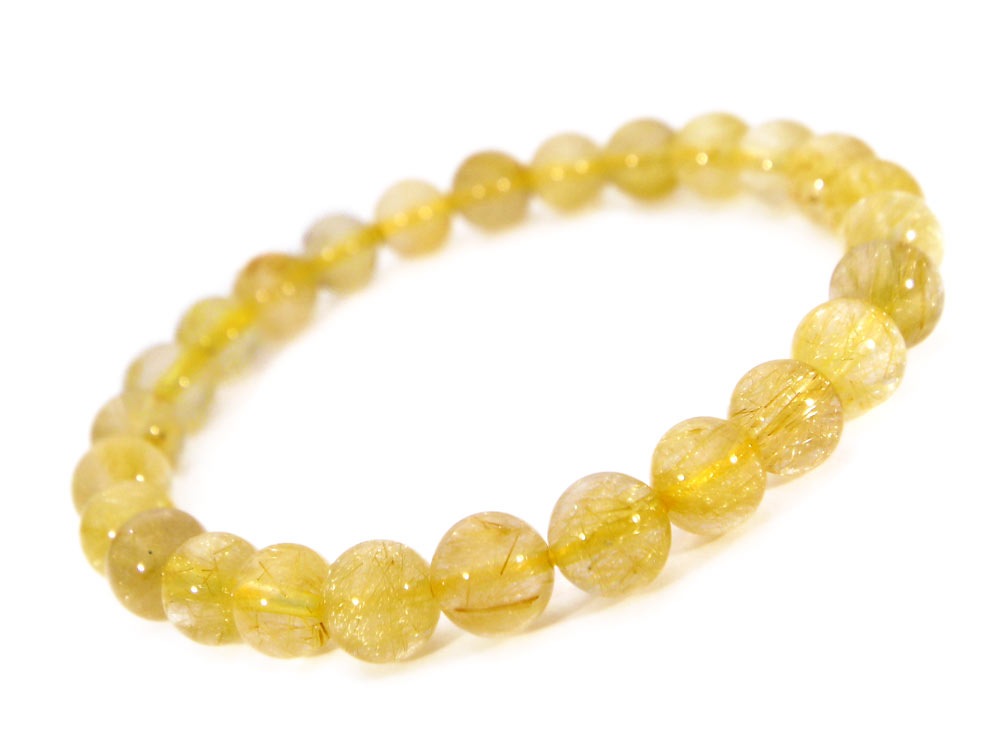 「1点もの 現品」 ラビットヘアー ゴールドルチルクォーツ ルチルクォーツ ブレスレット 7.4mm パワーストーン ブレスレット メンズ レディース 天然石 数珠 アクセサリー メン h926-yy