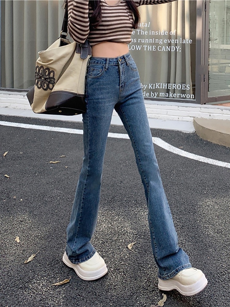 海外限定 ジーンズ春服22ニューファッションハイウエストマイクロフレアワイドレッグパンツスーパーホットパン