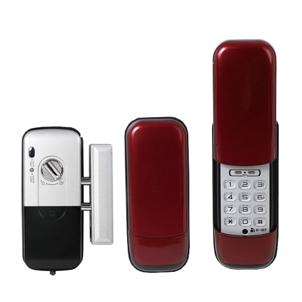 ロックマンジャパン デジタルドアロック 全3色 室内機縦型 非常キー搭載 取付動画あり 暗証番号式 レッド ID-202TAB-Re