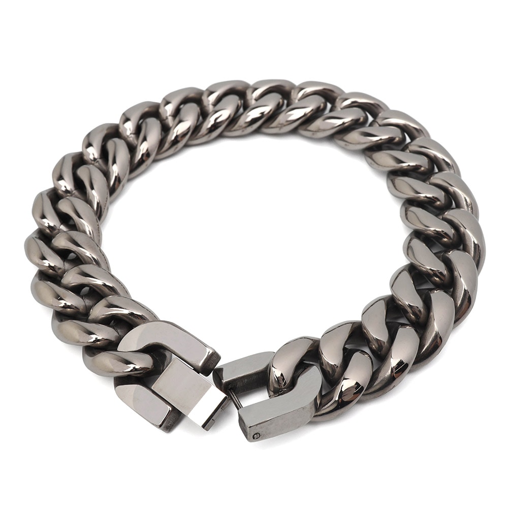 ステンレス 重厚感抜群!分厚い!極太喜平チェーンブレスレット幅14mm [b1022]