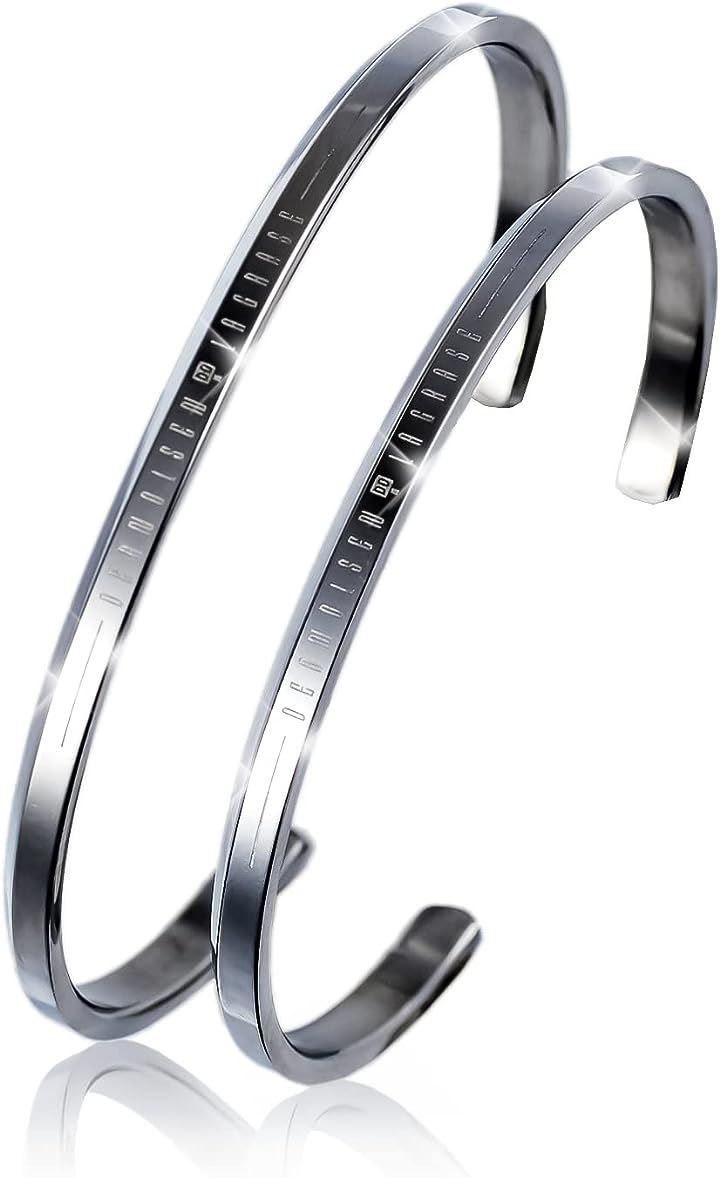 シングル バングル ブレスレット プレゼント レディースMサイズ付属品メッセージカードギフト袋ジュエリークロス ジュエリーボックス ペア シルバーxシルバー( ワンサイズ)