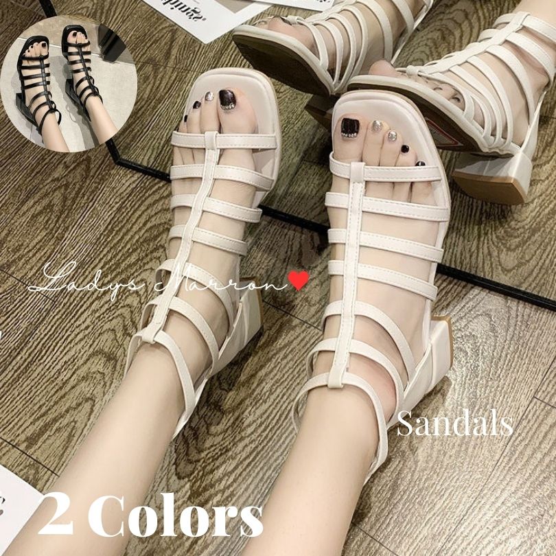 【即納】ブーツサンダル グラディエーターサンダル ローヒールサンダル レディース 可愛い きれいめサンダル ボーンサンダル シューズ グラディエーター サマーサンダル 韓国 ローヒール 春 夏 チャン
