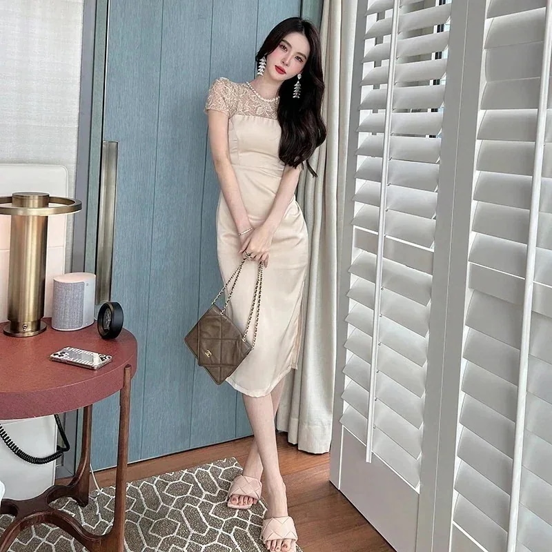 【JY.上品】 シルク チャイナドレス ダイヤモンド飾りネック レースワンピース 夏 女性 フォーマル パーティードレス キャバ 同窓会 結婚式 披露宴 卒業式 演奏会 二次会 発表会30%までに制限