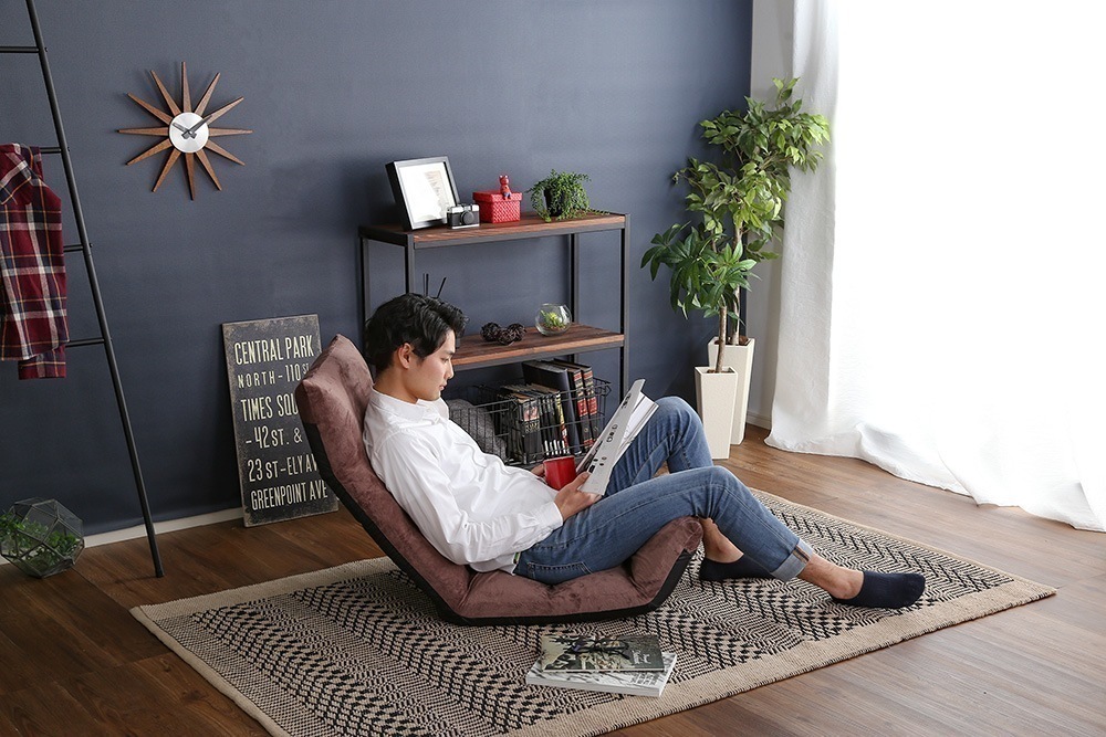 座椅子 おしゃれ ハイバック リクライニング コンパクト ヘッドレスト 日本製 フロアチェア かわいい