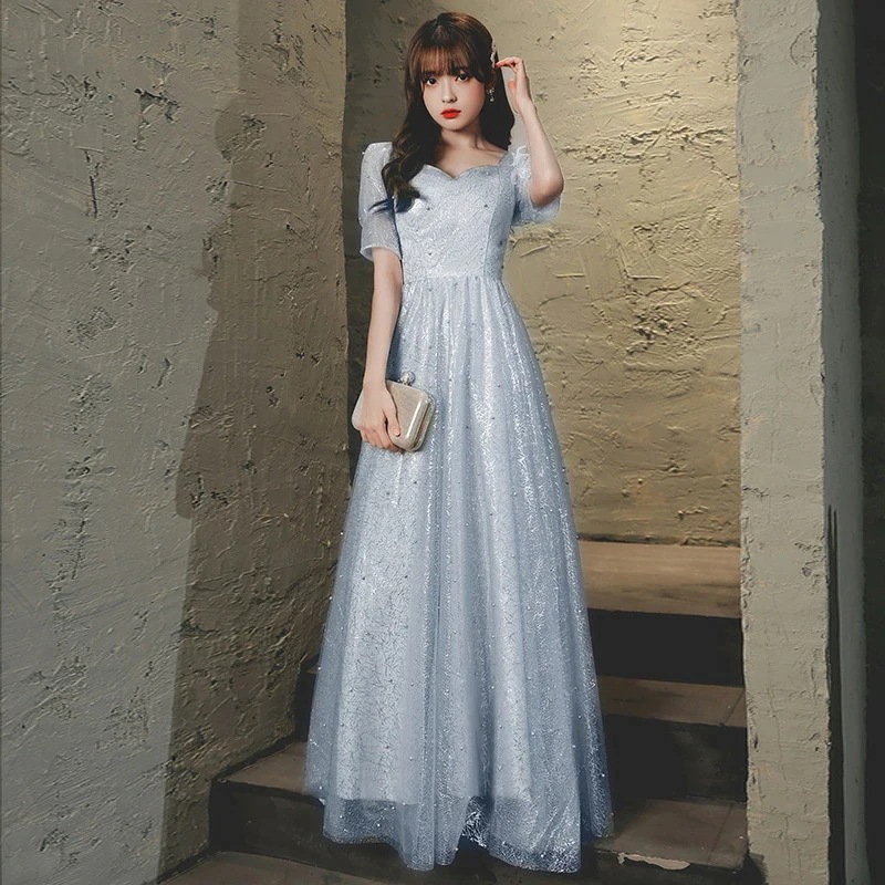 パーティードレス 演奏会用ドレス イブニングドレス Aライン ロングドレス ステージドレス 袖あり ピアノ 二次会 発表会 同窓会 可愛い 個性的 体型カバー 卒業式 イブニングドレス キラキラ 舞台