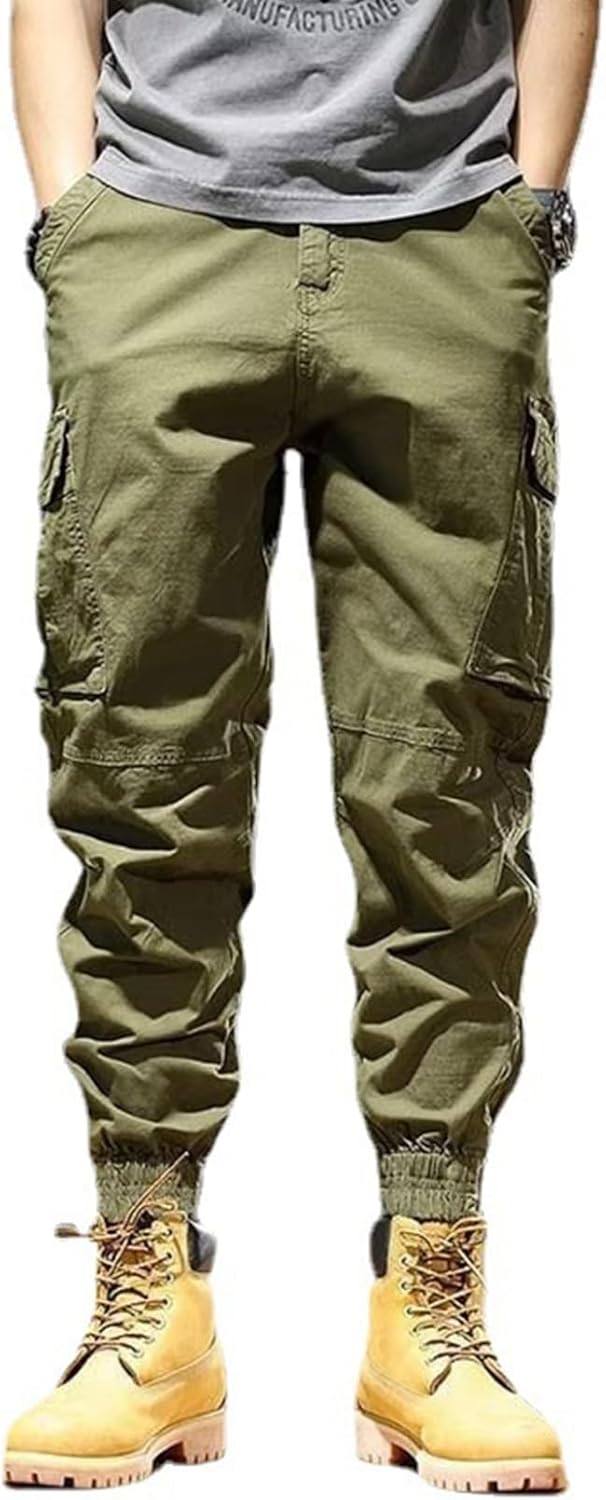 カーゴパンツ ワークパンツ メンズ テーパード イージーパンツ 引き紐 ロングパンツ 綿麻 ポケット付き 通気性 オーバーサイズ 薄手 男性用 トレンド トレーニング Y2K 原宿 V系 パ