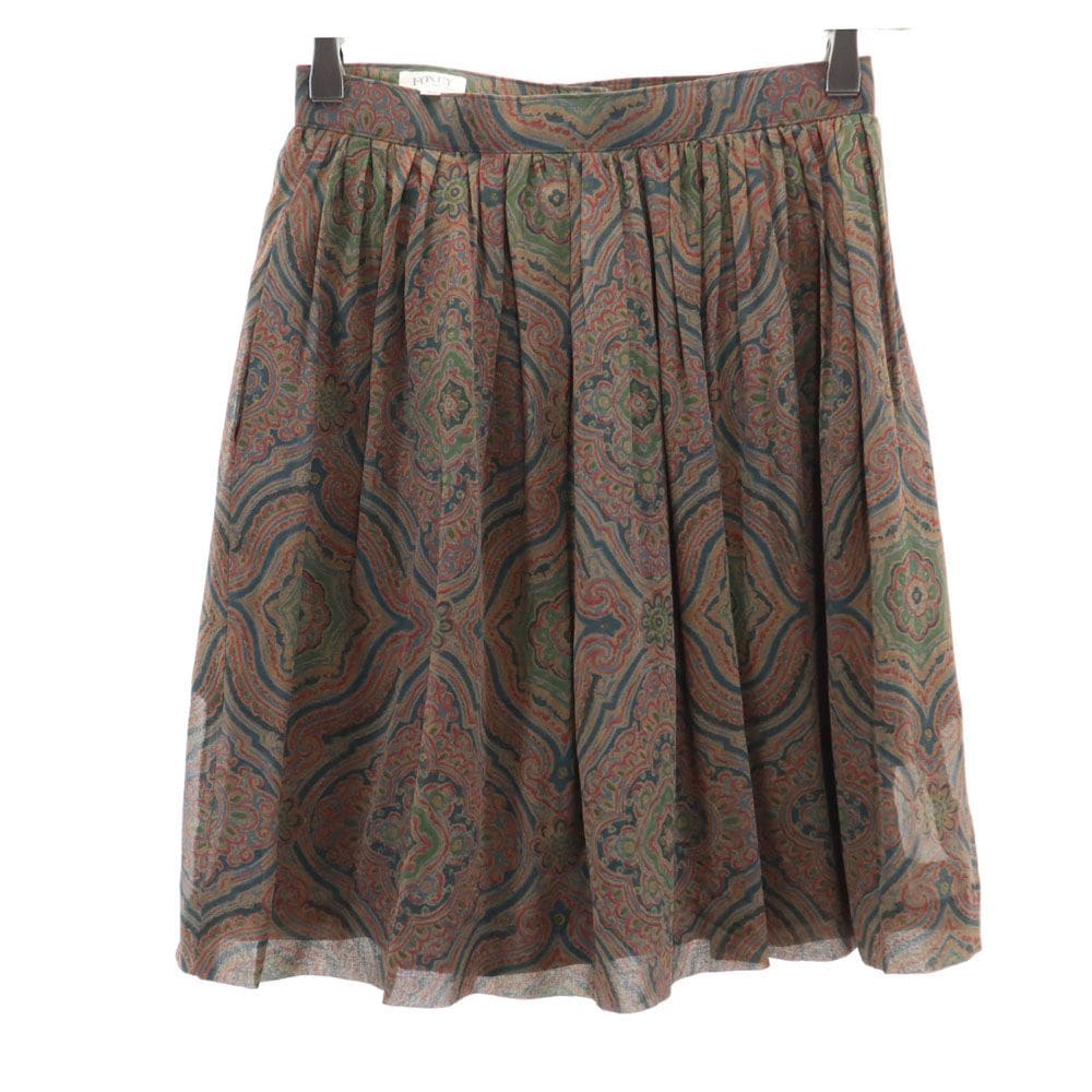 日本製 総柄 ミニ丈 フレアスカート 40 レディース