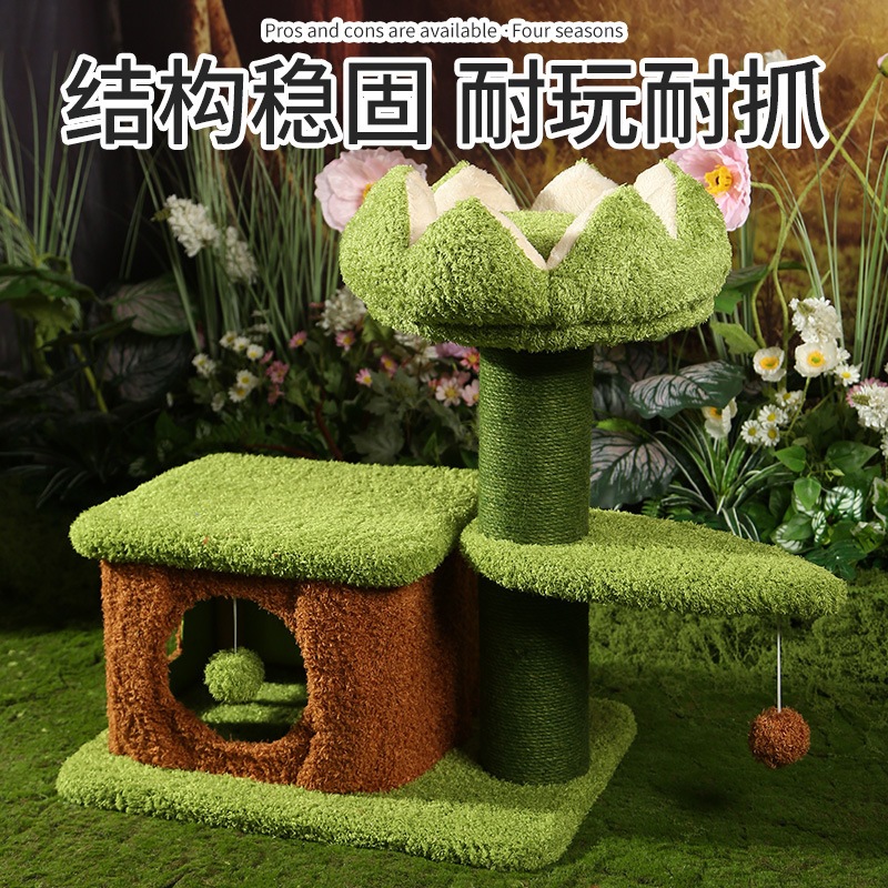 冬の厚い猫の家マルチキャットファミリークライミングフレームキャットロータスウォームシートホットセラーキャットクライミングフレーム