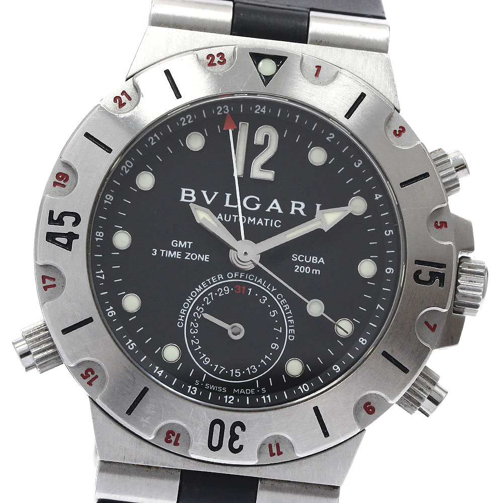 ブルガリ BVLGARI SD38SGMT ディアゴノ スクーバ GMT デイト 自動巻き メンズ 保証書付き_902683【中古】