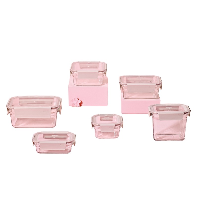 グラスロックホームセットサンドピンク14組