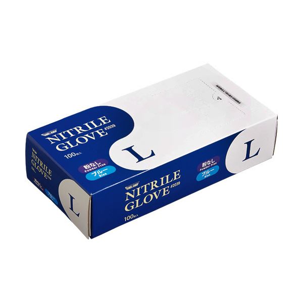 川西工業 ニトリル使いきり極薄手袋 粉なし ブルー L #2039 1セット（3000枚：100枚x30箱） 26,765円