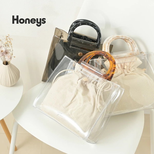 Qoo10] Honeys 【SOLD OUT】巾着付クリアＢａｇ