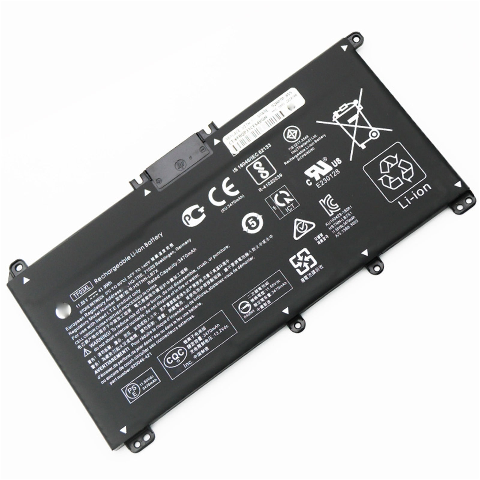 TF03XL 電池・HPノートパソコン互換 41.9Wh/3470mAh 14-bf 15-CC 15-CK series 14-bf048TX TPN-C131 Q201 HSTNN-LB7X TF
