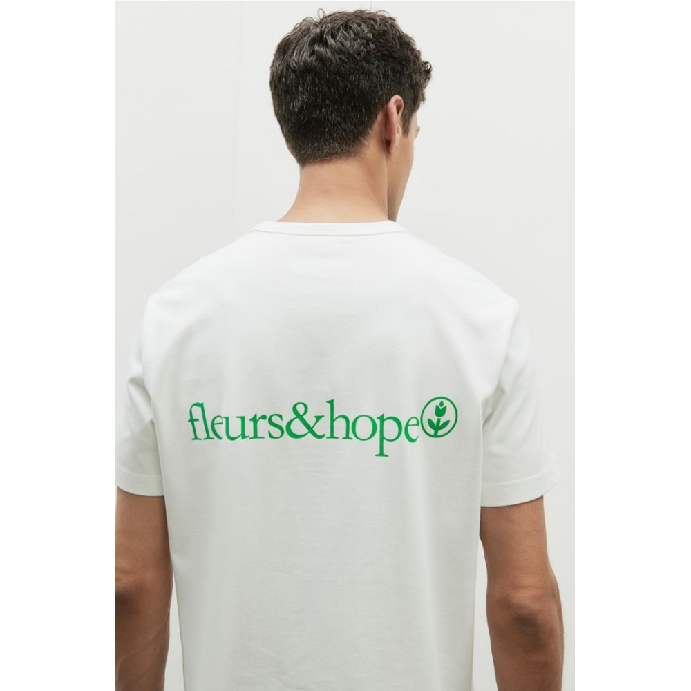 H&M クールマックスレギュラーフィット T シャツホワイト/フルール