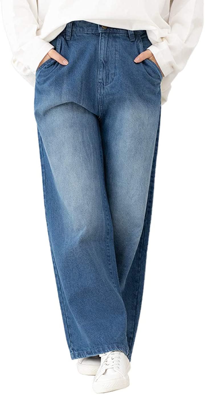 BU ゆったり ワイド ベイカー パンツ 大きい サイズ 大きいサイズ 冬 秋 冬物 秋物 冬用 秋用 女性 ロング 綿 100 秋冬 春秋 厚手 レディス カジュアル(ブルー, LL)