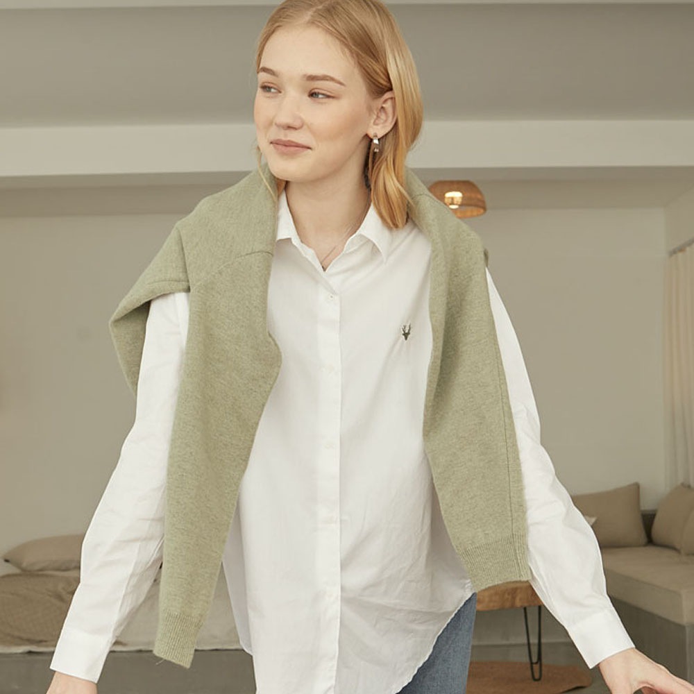 [DEAR MY DEER] Small logo shirt_ White