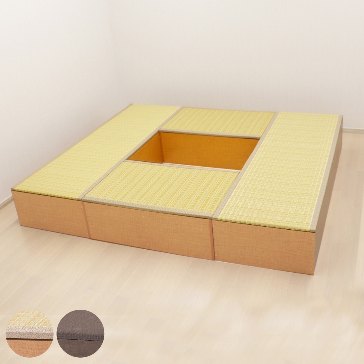 樹脂畳ユニット Bセット ロータイプ 幅180cmx2 幅90cmx2 収納付ベンチ 高さ31.5cm 畳 小上がり 収納 ベンチ 収納ボックス セット 掘りごたつ 和モダン 和風 シンプル