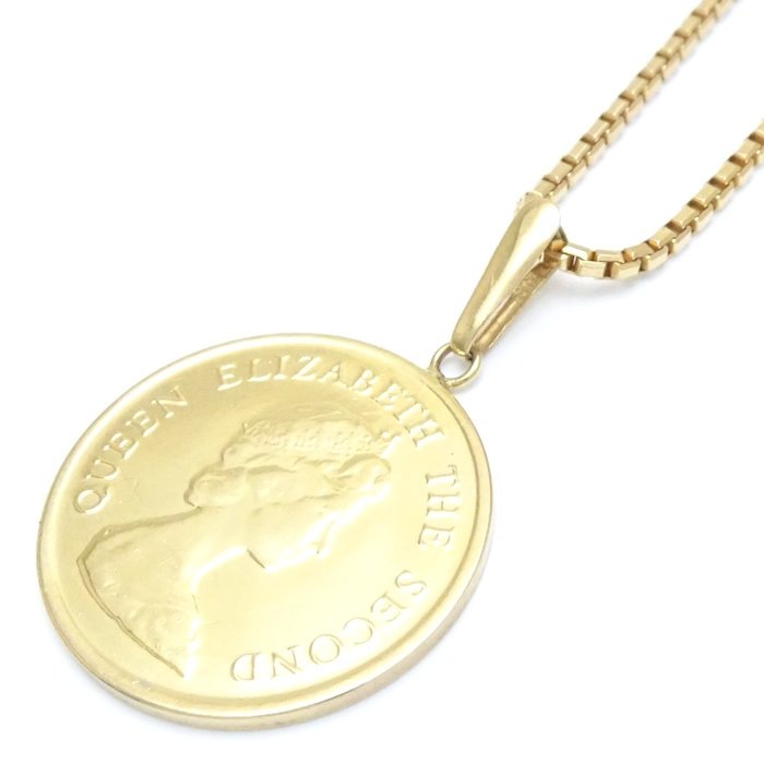 コインモチーフ ペンダント ネックレス K18YG イエローゴールド/75174【中古】