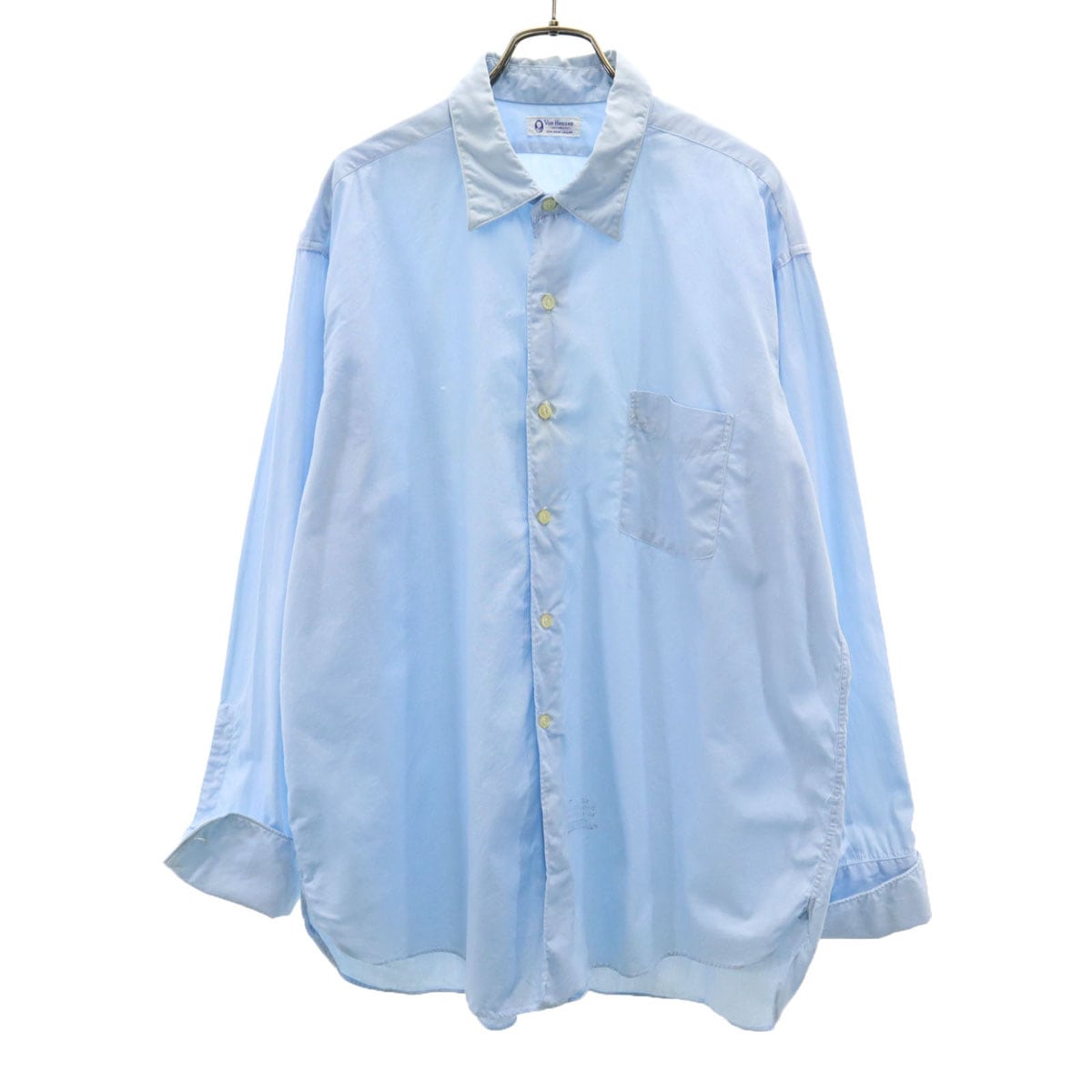 VAN HEUSEN ヴァンヒューゼン 50s 60s ヴィンテージ 長袖 シャツ 17-33 水色 ダブルカフス メンズ 古着