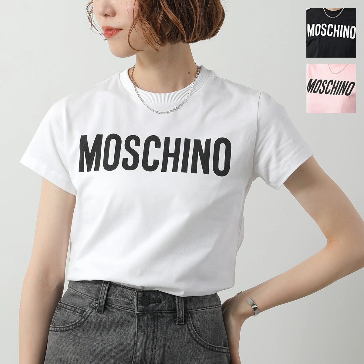 MOSCHINO KIDS モスキーノ キッズ 半袖 Tシャツ HUM05C LBA10 レディース ガールズ コットンブレンド クルーネック ロゴ ロゴT カラー3色