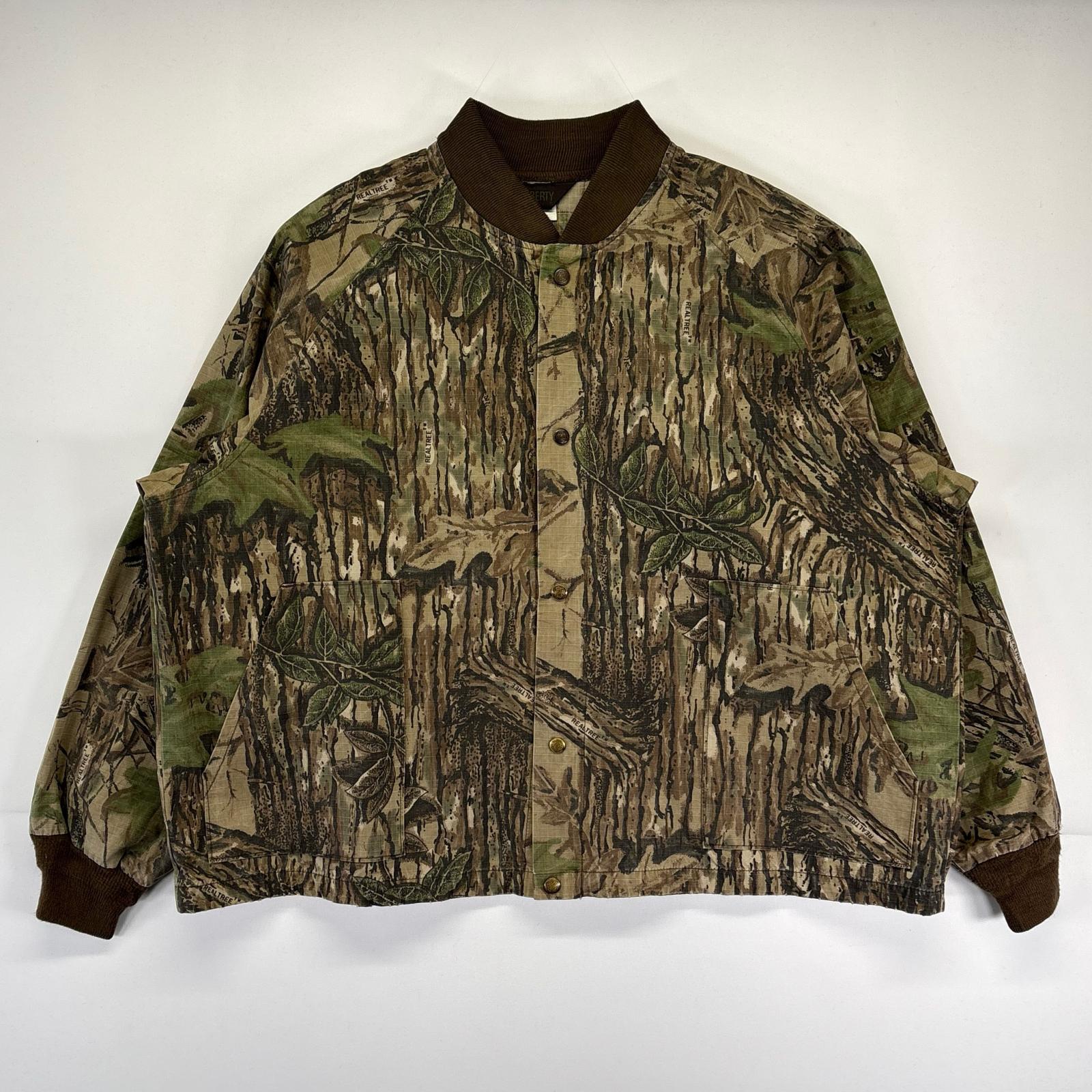 古着 USA製 ジャケット 大きいサイズ リアルツリーカモフラ リップストップ生地 2XL マルチカラー メンズ