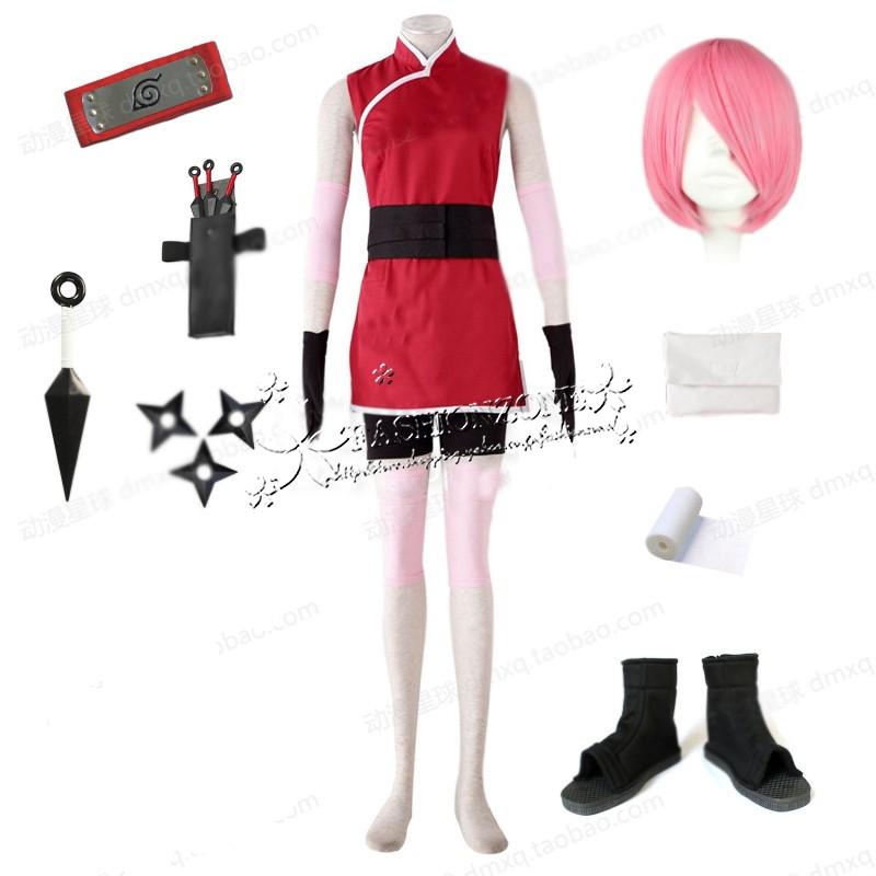 【品質良い 大好評中】NARUTO 春野サクラ コスプレ衣装 ウィッグ 靴 大人子供用サイズ コスチューム 演出服 アニメ ゲーム ハロウィン cos 変装