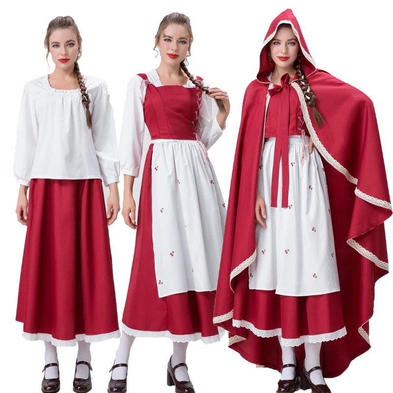 レディーズハロウィーンcos赤ずきん服装ロングワンピースセットコスプレ服 ふじんふく その他 和服 コスチューム