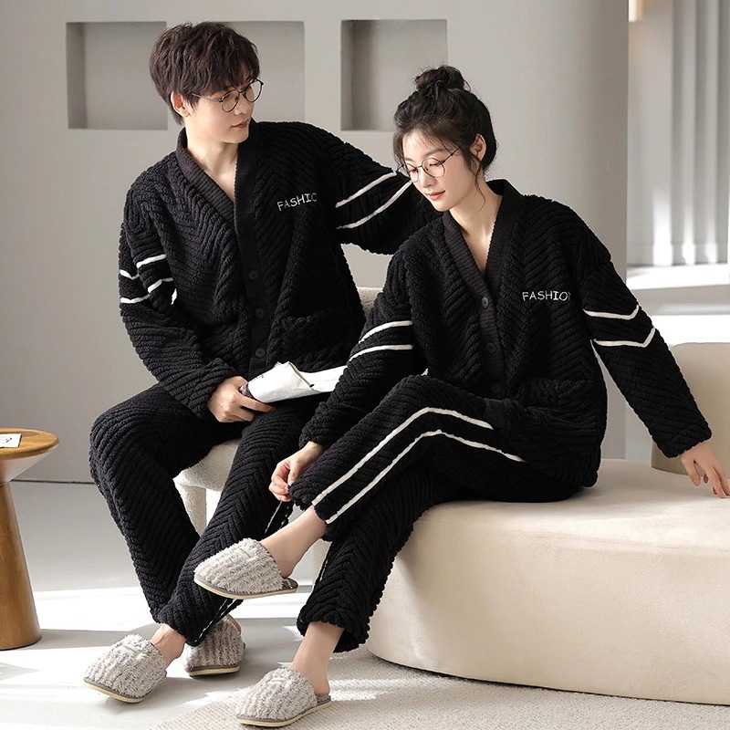 メンズパジャマレディースルームウェアもこもこヘアパジャマカップルルームウェア冬長袖パジャマフランネル上下セット可愛いペアルック厚部屋着