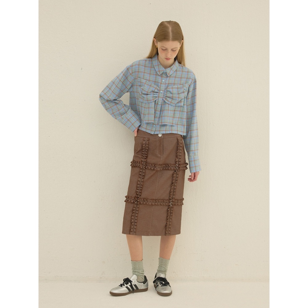 デュー E デュー E フリルラインスカートブラウン