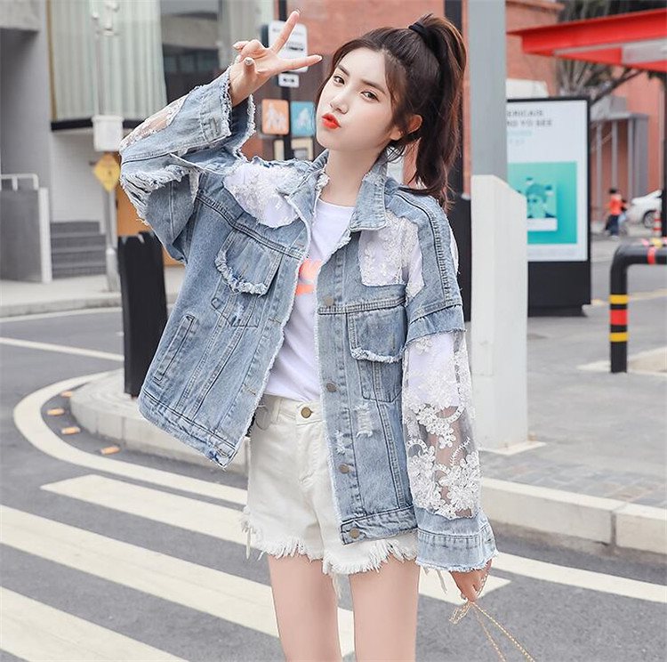 芸能人も好きな服を着ます 韓国ファッション レース レーヨン 刺繍 デニム 大人気 年夏 トレンド 新品 ゆったりする 百掛け デザインセンス オシャレ 縫付 日よけします