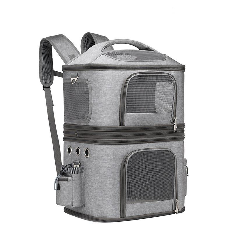 猫 2匹 リュック 分離可 キャリー 2層 ペット キャリーバッグ 小型犬 ソフトクレート 折りたたみ可 マット付き 2way 通院用