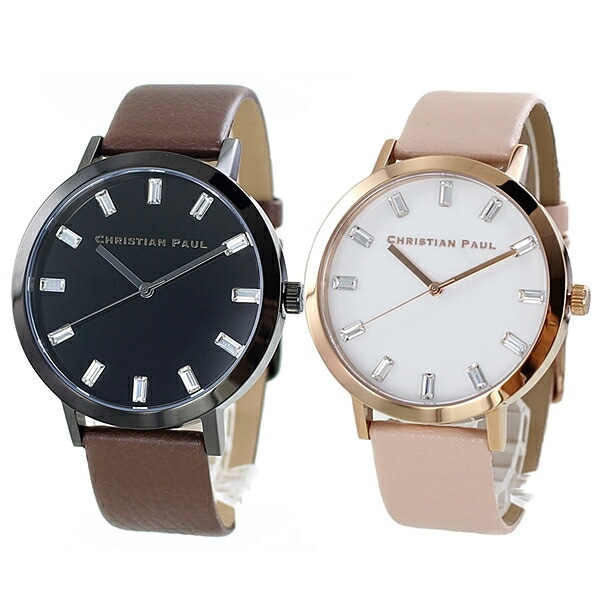 大人 オシャレ クリスチャンポール 腕時計 手表 ペアウォッチ ペアグッツ バレない ギフト ブランド 時計 メンズ レディース ブラウン ベビーピンク レザー 時計 おそろい ポイント消化