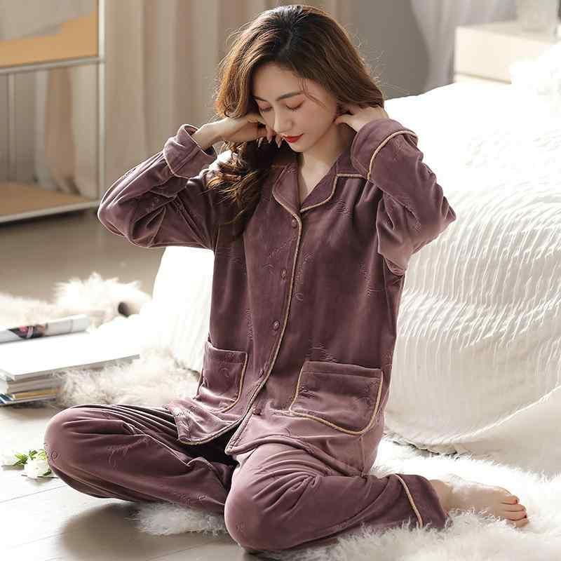 パジャマ ナイトウェア レディース レディース ファッション ホームウェア ラグジュアリー 秋冬 上下 セット 暖かい 長袖 パンツ