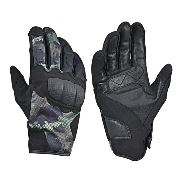D61223 (Daytona) バイク用 グローブ 春夏 手のひら本革(ヤギ革) ハードプロテクター スマホ対応 アーバンプロテクティブグローブ DG-017 カモフラ Mサイズ 61223