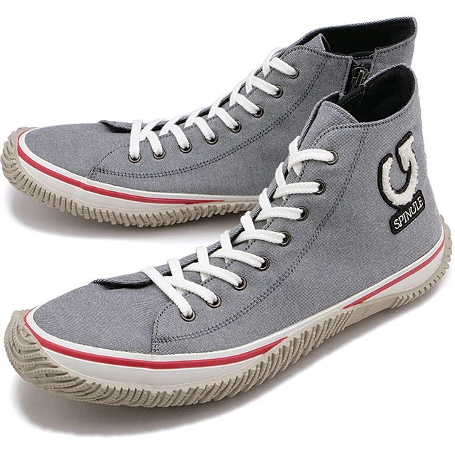 メンズ スニーカー スピングル [SP1415-124] SP-1415 靴 日本製 シャンブレーツイル サガラ刺繍 Black/White