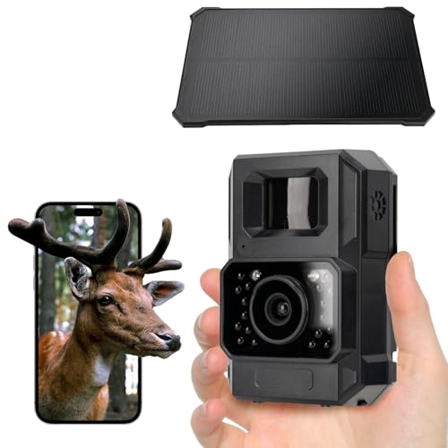 Hapimp【充電式＆WIFI対応】 防犯カメラ トレイルカメラ ソーラーパネル 4800万画素 1080P 小型 屋外 野外 乾電池不要 ソーラーパネル付 IP66防水防塵 赤外線LED 監視カメラ