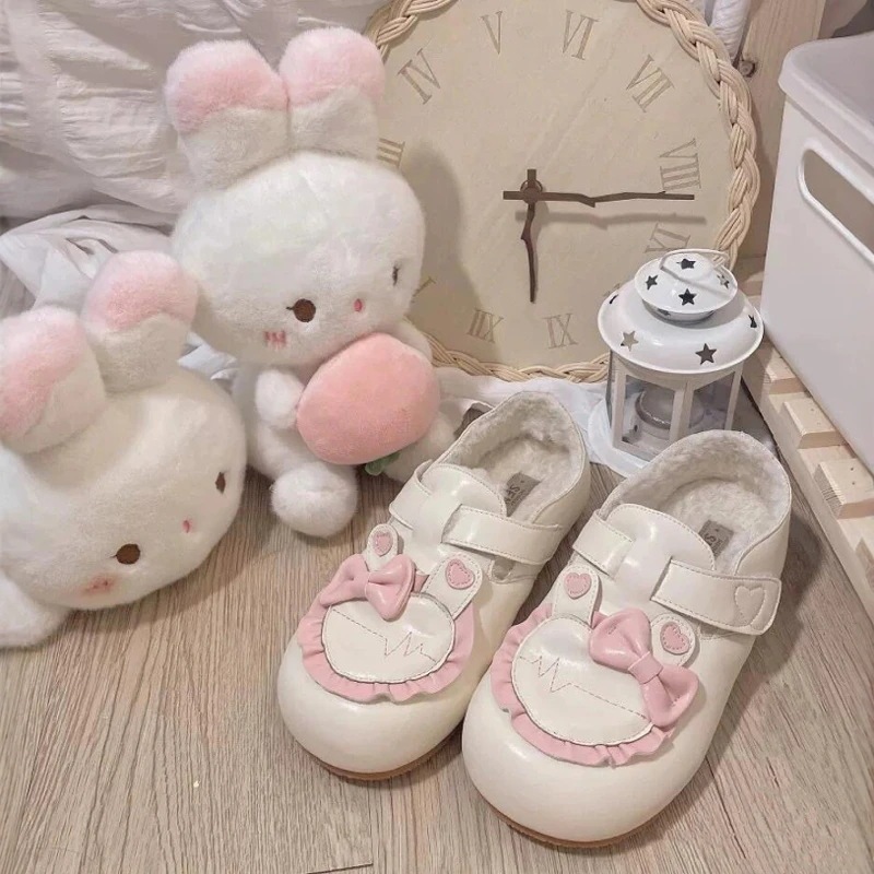 Lolita秋冬平底加绒公主鞋洛丽塔圆头皮面棉鞋软底LO鞋