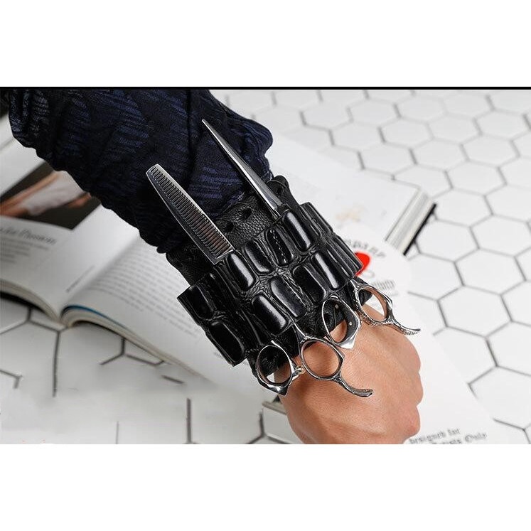 シザーケース トリマー プロ仕様 美容師 本革 牛革 腕用 シザーバッグ 5.5-6インチ対応 業務用 理容師 大容量 サロン 新作 送料無料