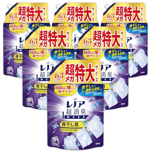 レノア Lenor 超消臭1WEEK 柔軟剤 夜干し用 アクアナイトシャボン 詰め替え 2060mL×6袋 [大容量] [ケース品]