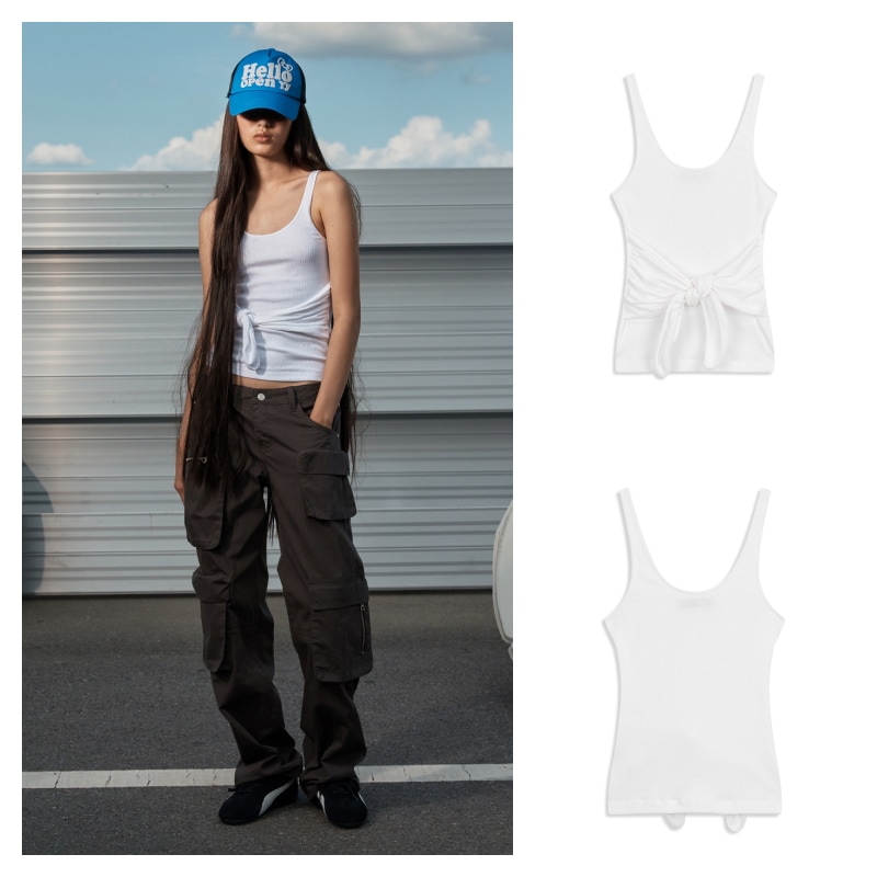 【OPEN Yy】 KNOTTED SLEEVELESS : WHITE